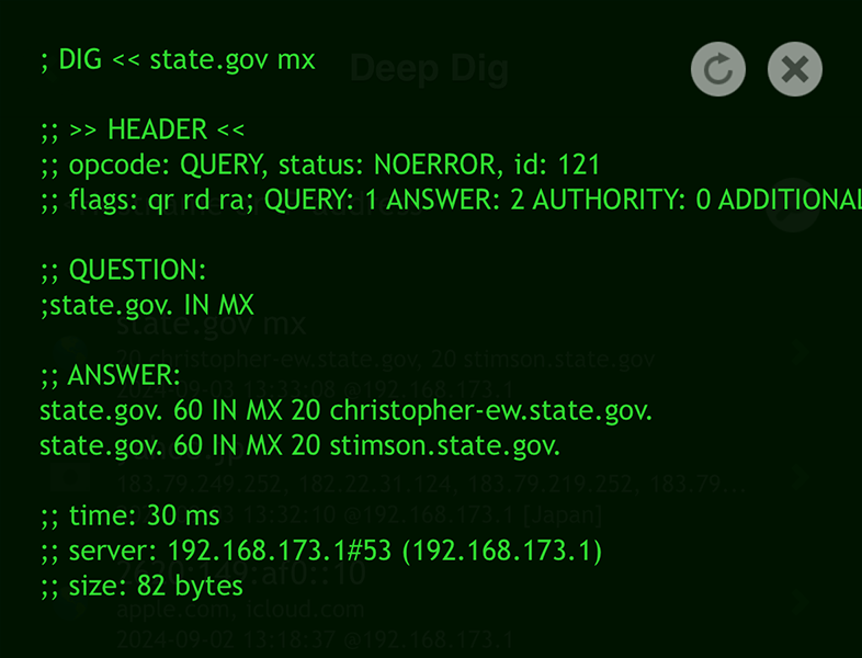 Deep Dig sur iOS : données pour state.gov mx