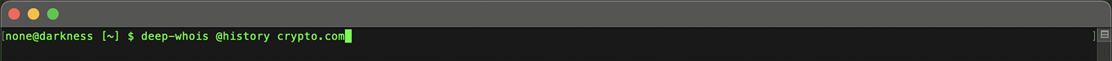 Arguments de commande pour l’historique Whois dans Deep Whois dans le Terminal