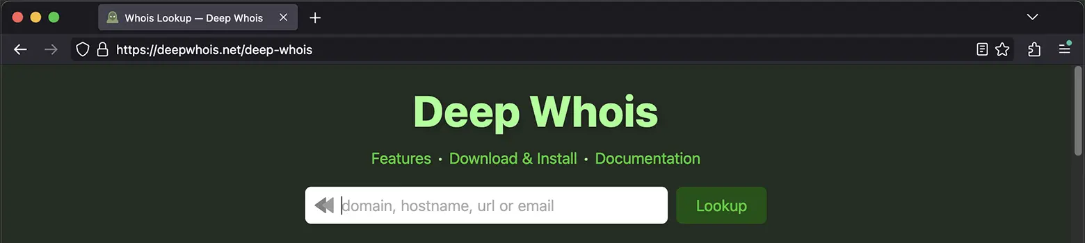 Bouton Rewind pour l’historique Whois dans Deep Whois (version web)