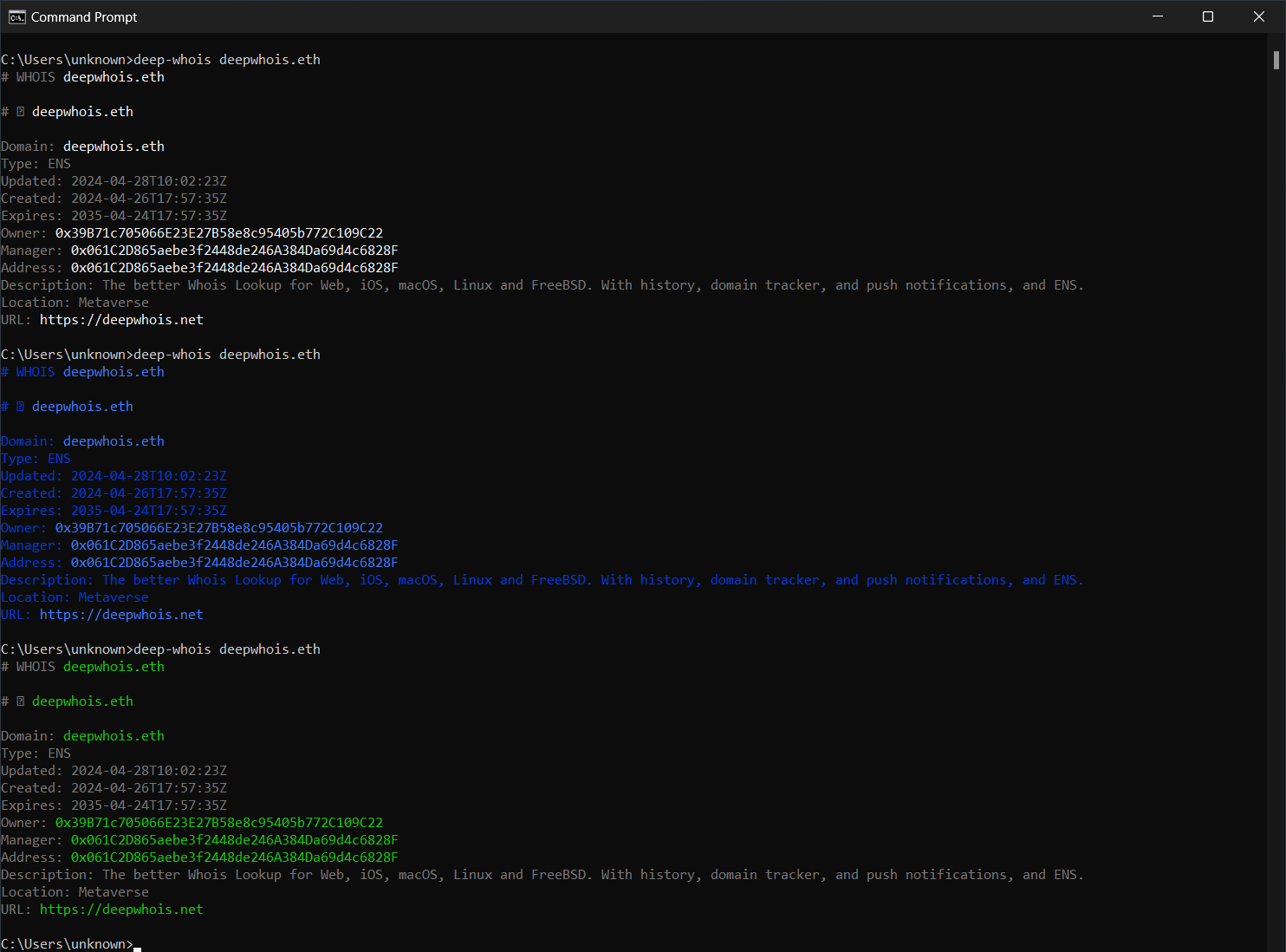 Windows Whois Lookup : autres couleurs