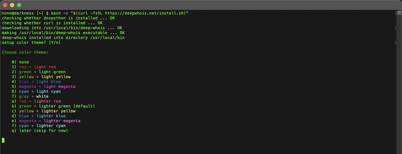 Install Whois on Mac: Deep Whois Colors on Installing