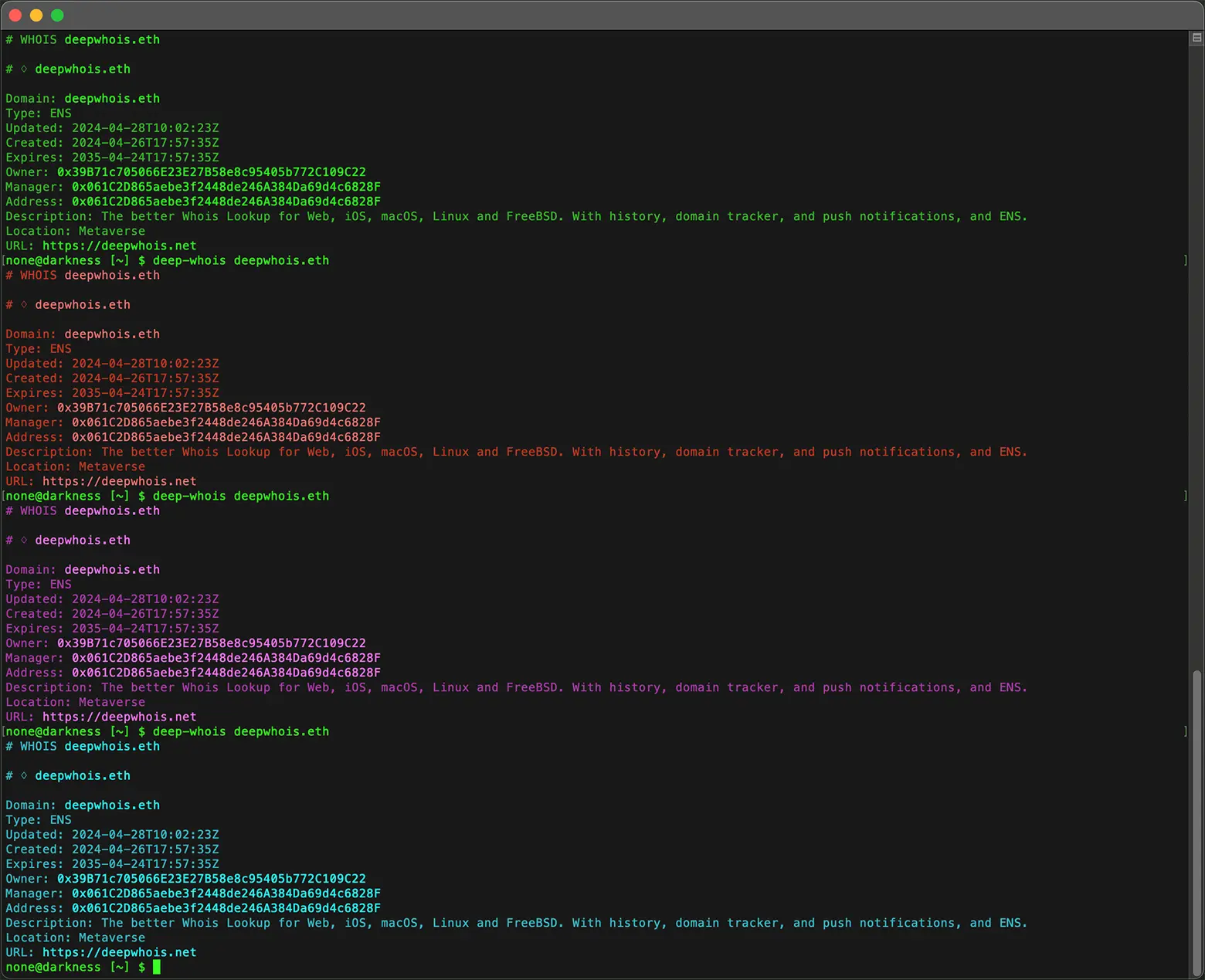 Terminal Whois Colors (More)