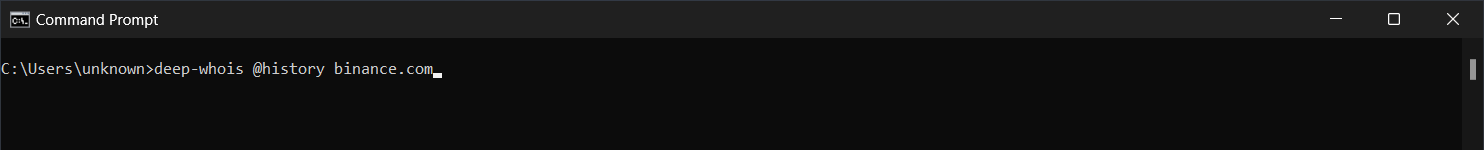 Whois History Command Agruments in Deep Whois on Windows