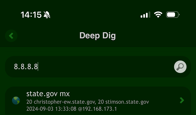 Deep Dig su iOS: richiesta per IPv4 (G)