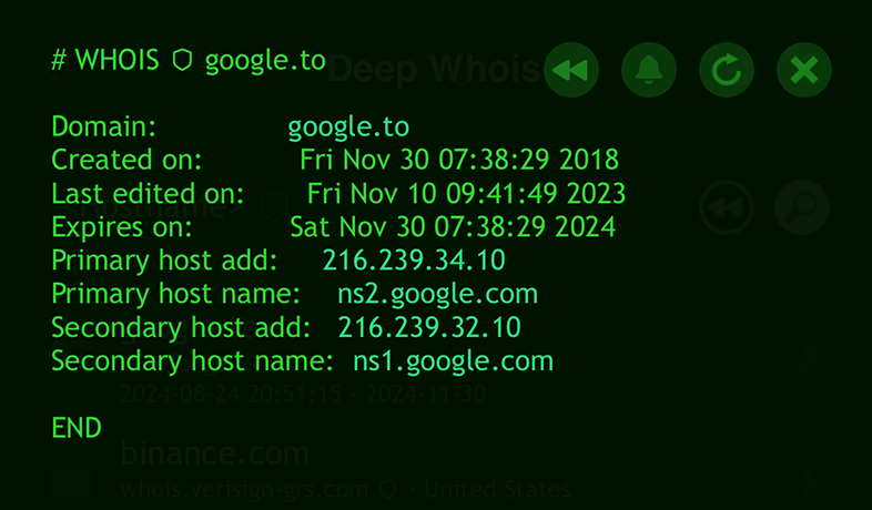 Privacy Shield: iOS での安全な Whois ルックアップ (google.to ドメイン)
