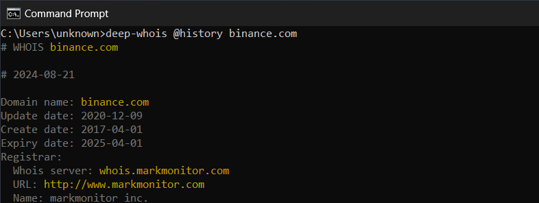 Whois 履歴 (Windows)