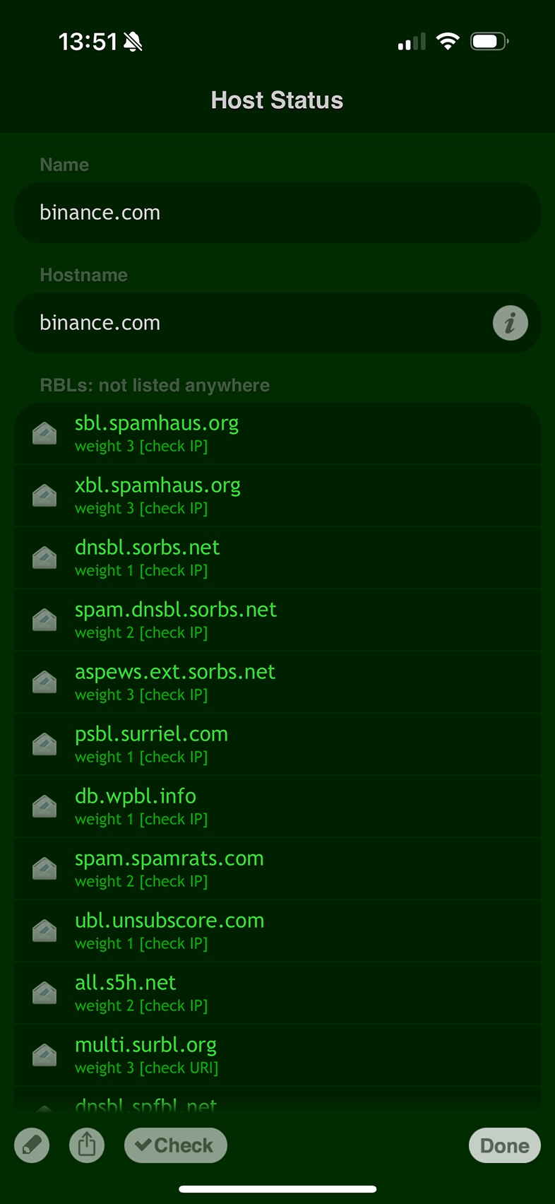 RBL Status op iOS: controle voor binance.com