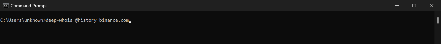 Argumenty polecenia Historii Whois w Deep Whois w Windows