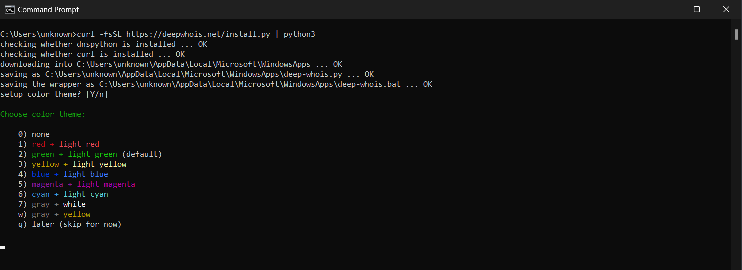 Установка цветного Whois в Windows 11 и 10