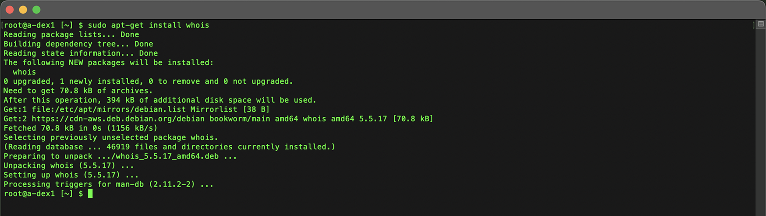 Installera Whois i Ubuntu/Debian/Kali Linux: apt-get install whois